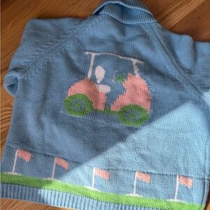 Golf Theme Knit Cardigan Sweater